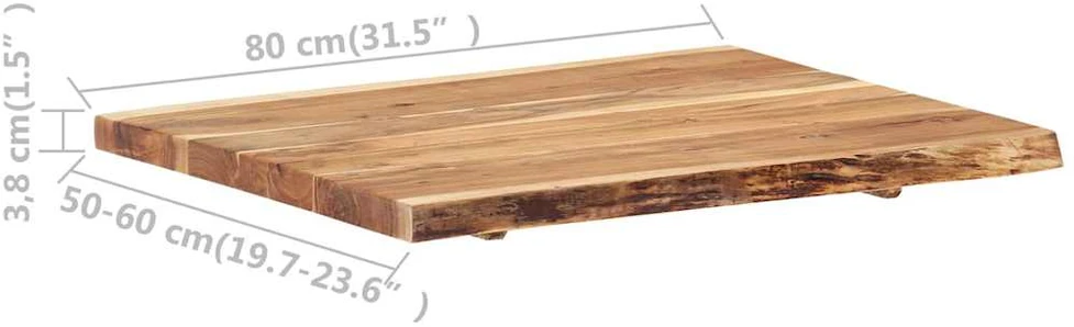 Stalviršis, 80x(50-60)x3,8cm, akacijos medienos masyvas