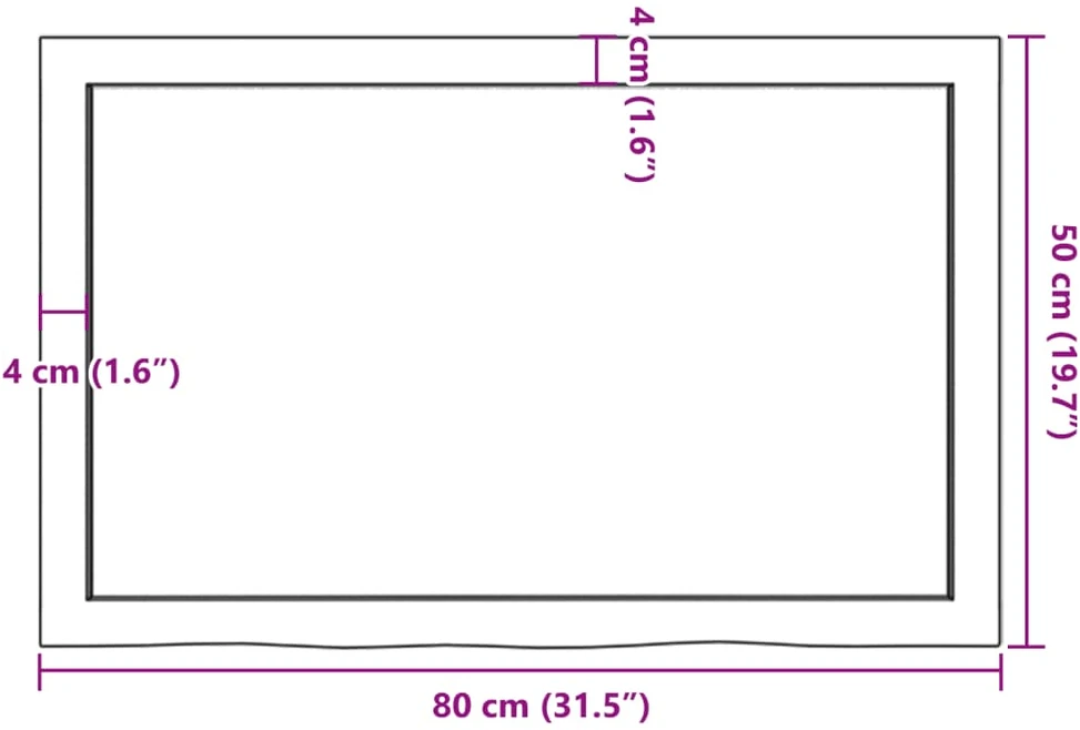 Stalviršis, 80x50x(2-4)cm, neapdorotas ąžuolo medienos masyvas