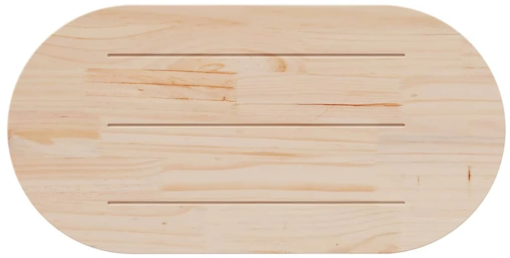 Stalviršis, baltas, 100x50x2,5cm, pušies masyvas, ovalus