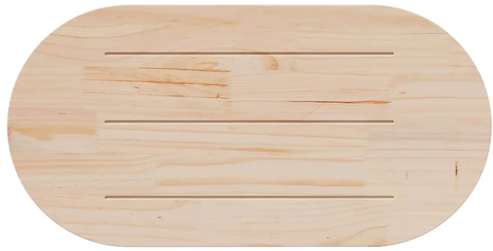 Stalviršis, baltas, 110x55x2,5cm, pušies masyvas, ovalus