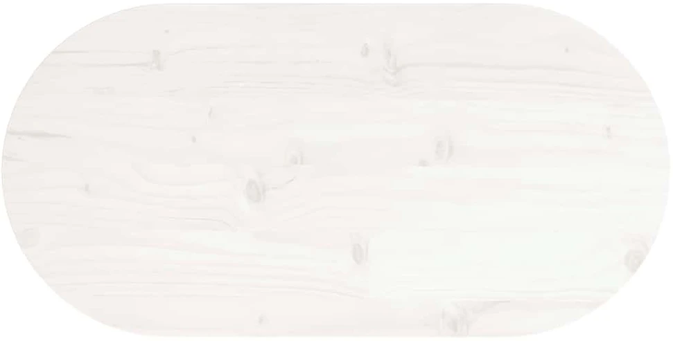 Stalviršis, baltas, 60x30x2,5cm, pušies masyvas, ovalus