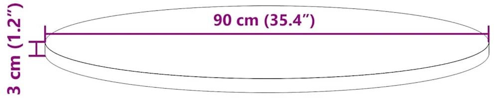 Stalviršis, baltas, 90x3cm, pušies medienos masyvas, apskritas