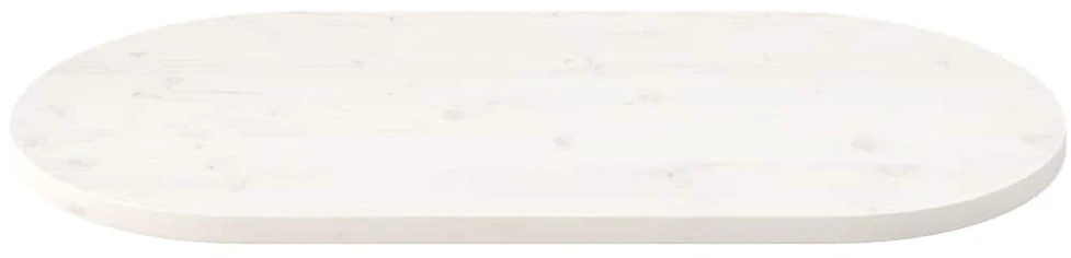 Stalviršis, baltas, 90x45x2,5cm, pušies masyvas, ovalus