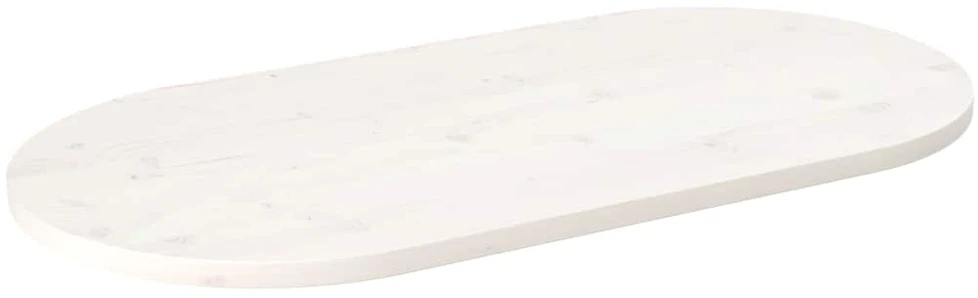 Stalviršis, baltas, 90x45x2,5cm, pušies masyvas, ovalus