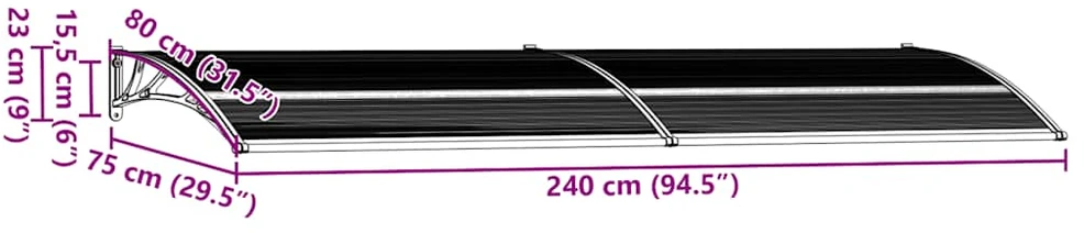 Stogelis durims, juodos spalvos, 240x75cm, PC