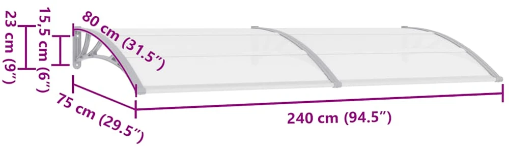 Stogelis durims, pilkos ir permatomos spalvos, 240x75cm, PC