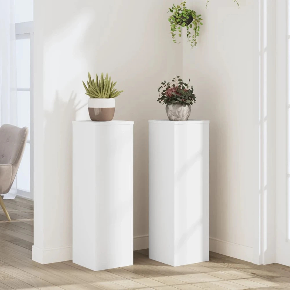Stovai augalams, 2vnt., balti, 25x25x80cm, apdirbta mediena