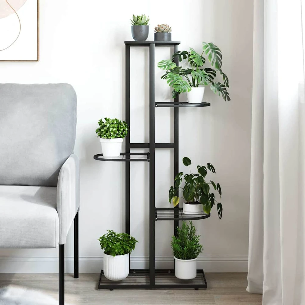 Stovas augalams, 5 lentynos, juodas, 43x22x98cm, metalas