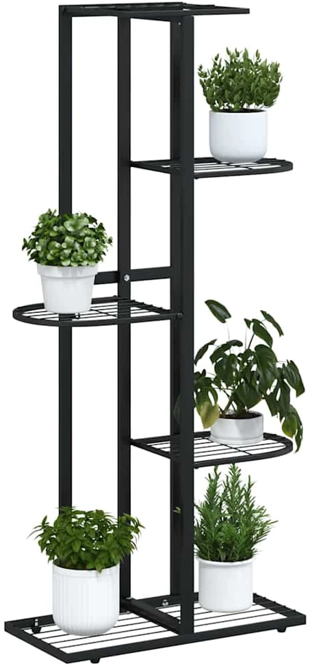 Stovas augalams, 5 lentynos, juodas, 43x22x98cm, metalas