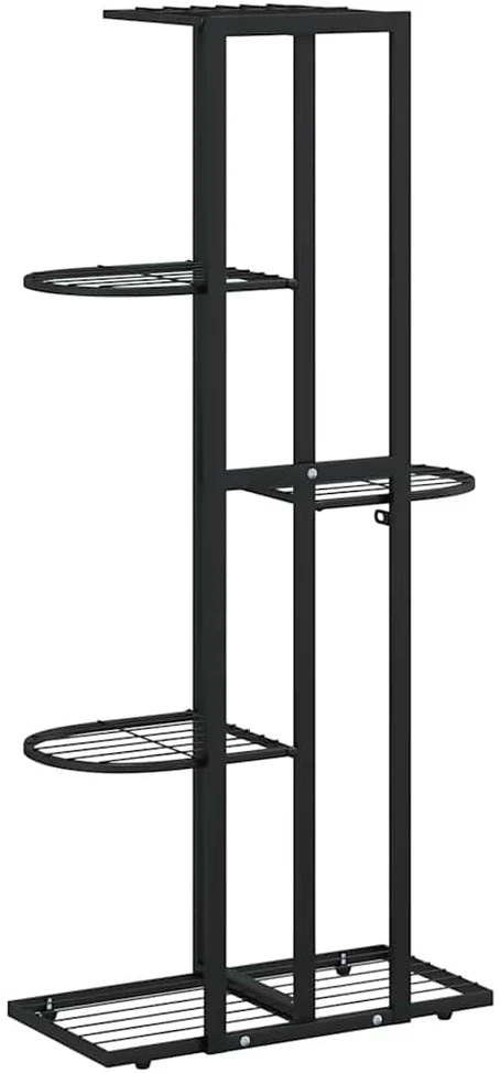Stovas augalams, 5 lentynos, juodas, 43x22x98cm, metalas