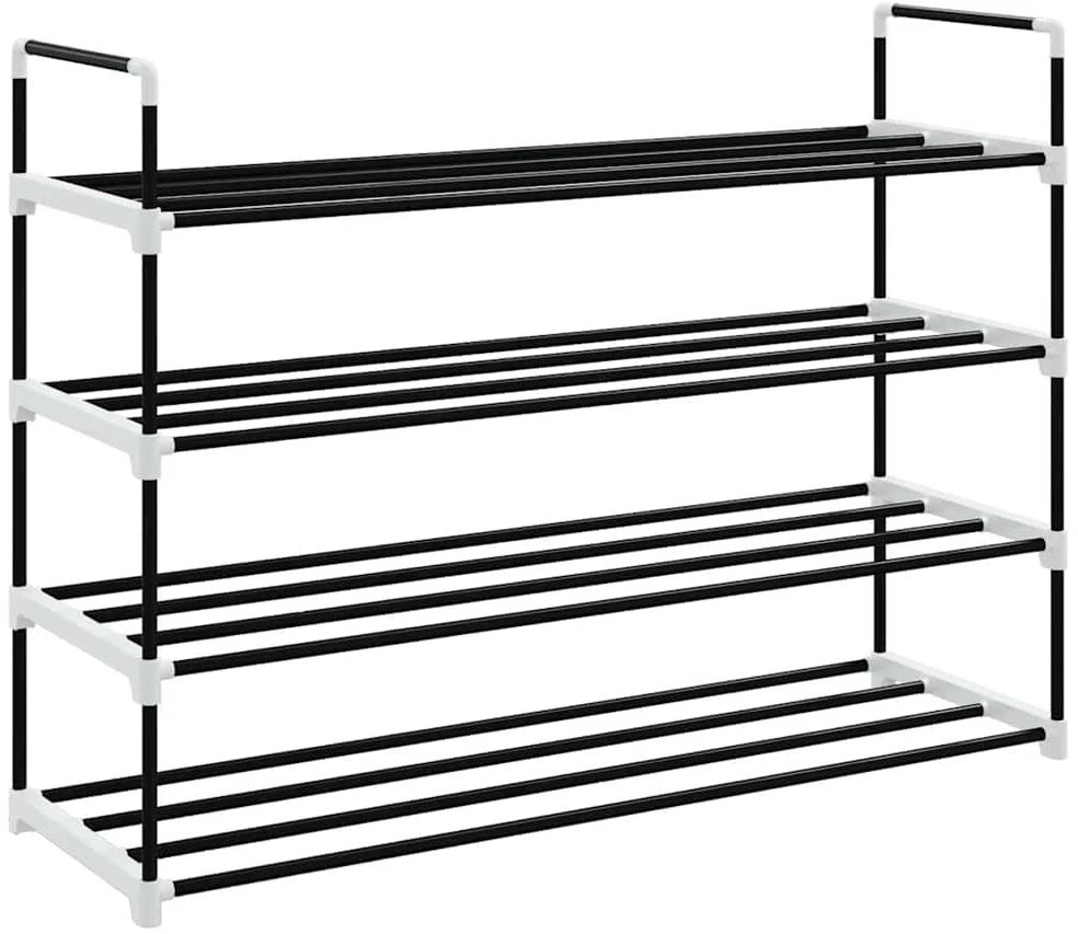 Stovas batams, 4 lentynos, metalas ir plastikas, juodas