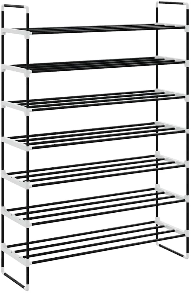 Stovas batams, 7 lentynos, metalinis ir plastikinis, juodas