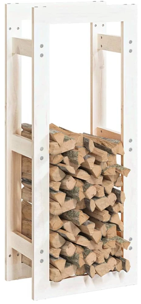 Stovas malkoms, baltas, 41x25x100cm, pušies medienos masyvas