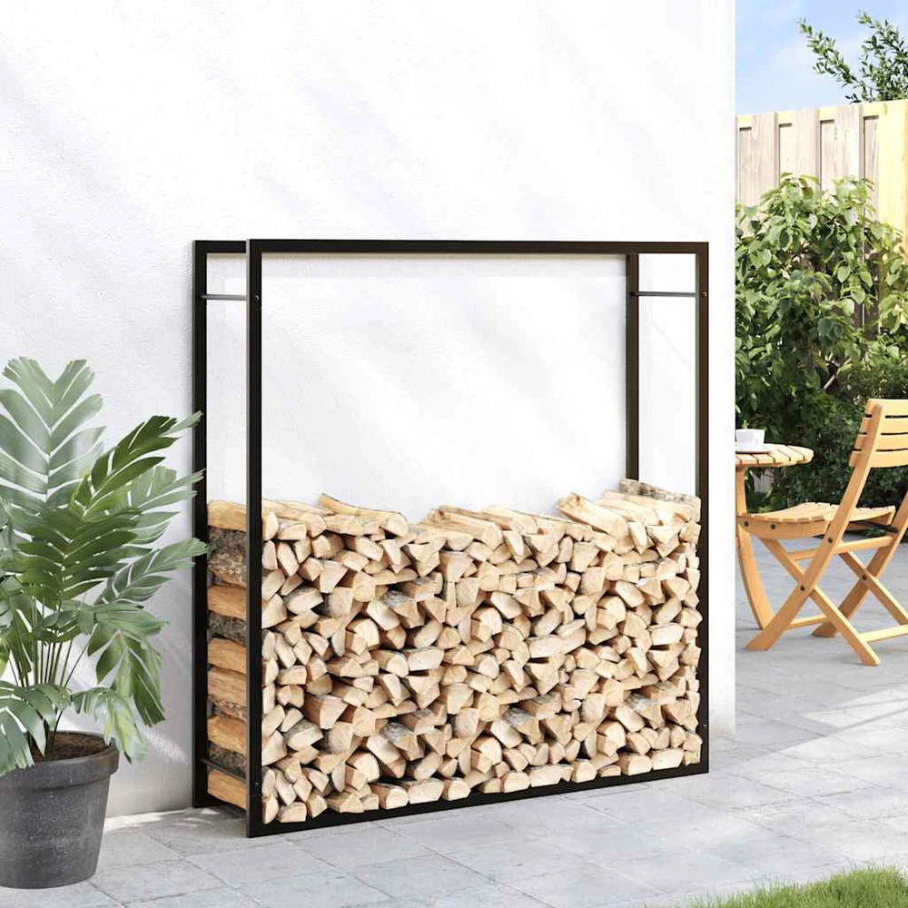 Stovas malkoms, matinės juodos spalvos, 110x28x116cm, plienas