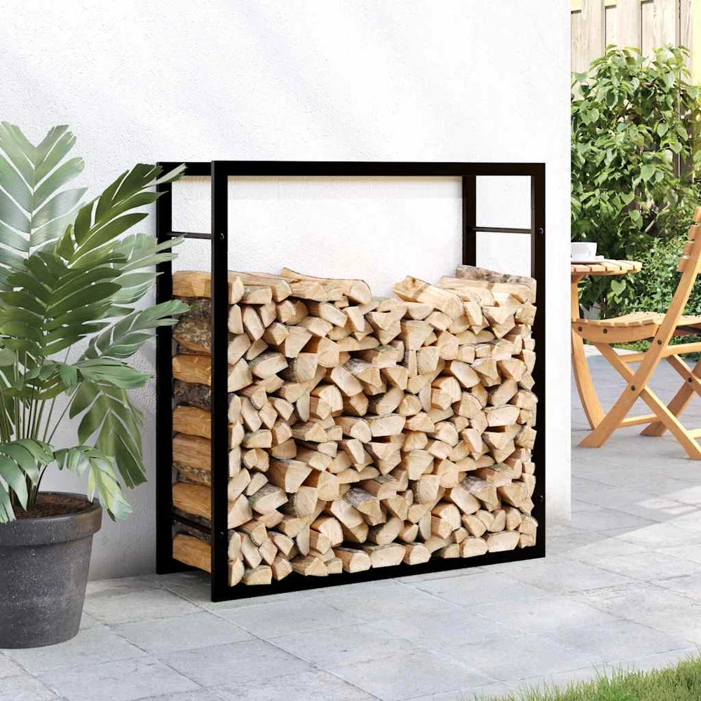 Stovas malkoms, matinės juodos spalvos, 80x28x86cm, plienas