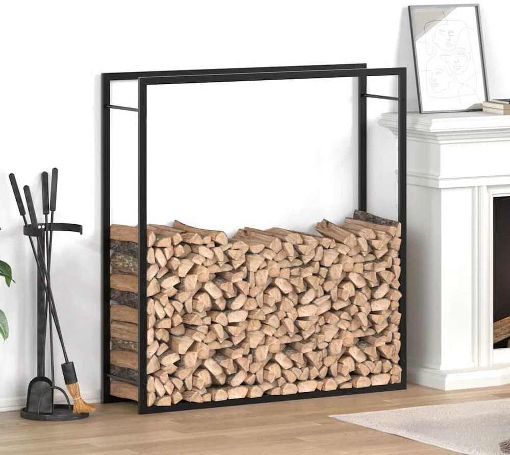 Stovas malkoms, matinės juodos spalvos, 110x28x116cm, plienas