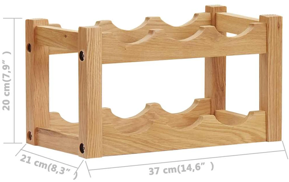 Stovas vynui skirtas 6 buteliams, 37x21x21cm, ąžuolo masyvas