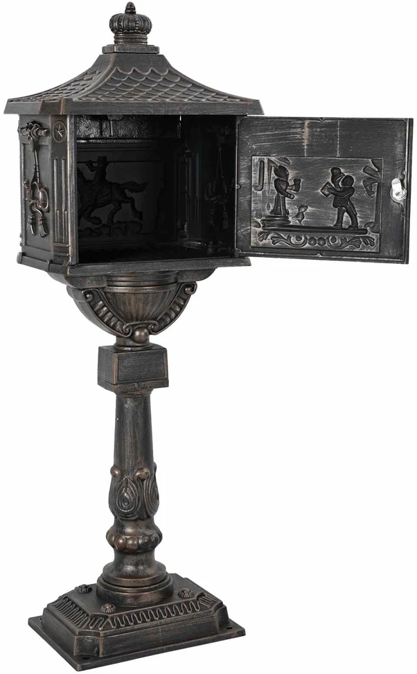 Stovinti pašto dėžutė su saugykla Bronzinė 42,5 x 29,5 x 117 cm