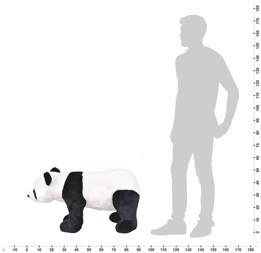 Stovintis pliušinis žaislas panda, juodas ir baltas, XXL