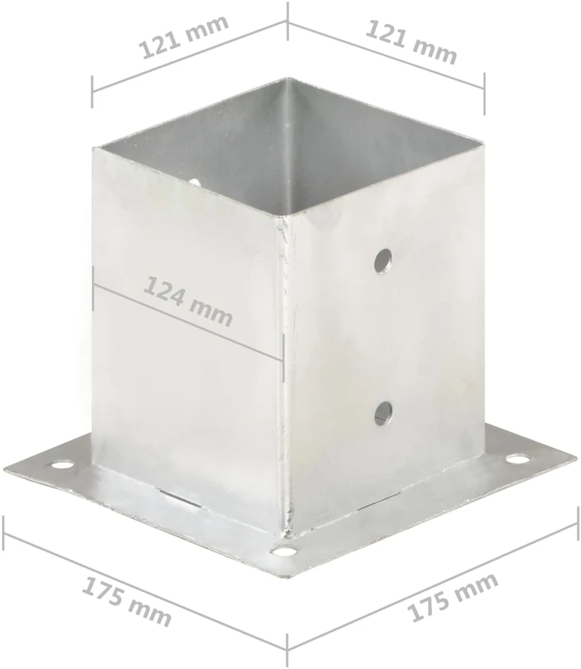 Stulpų pagrindai, 4vnt., galvanizuotas metalas, 121mm