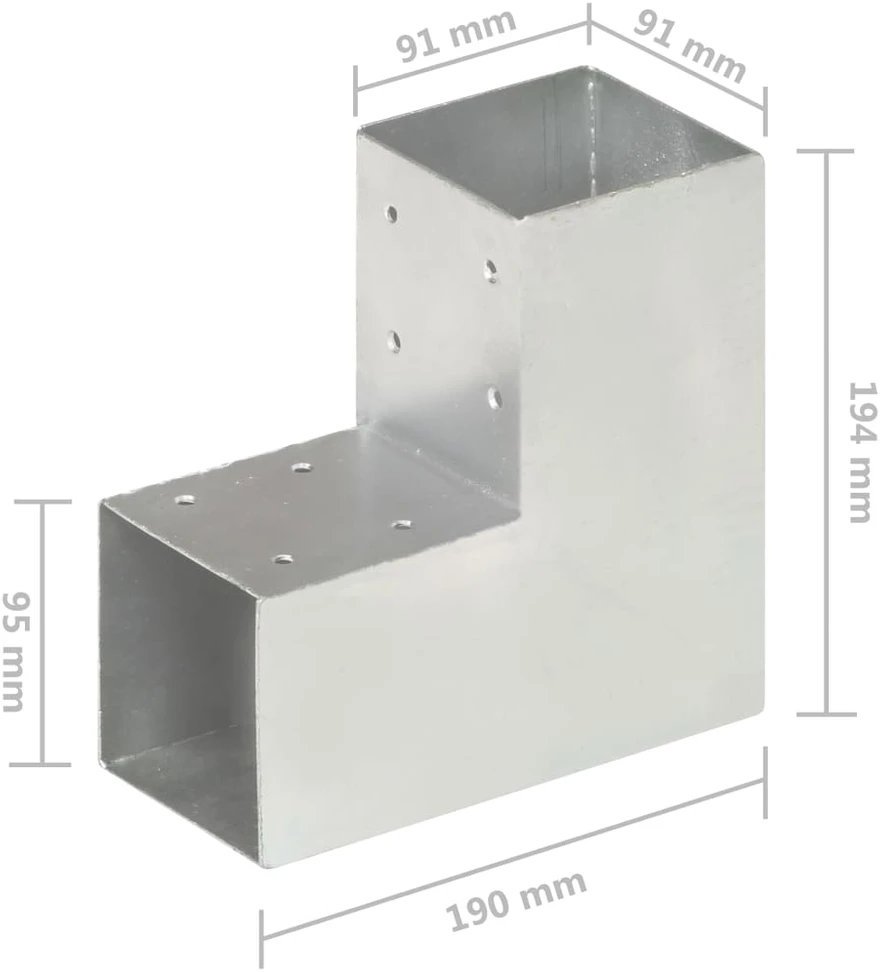 Stulpų sujungimai, 4vnt., 91x91mm, metalas, L formos