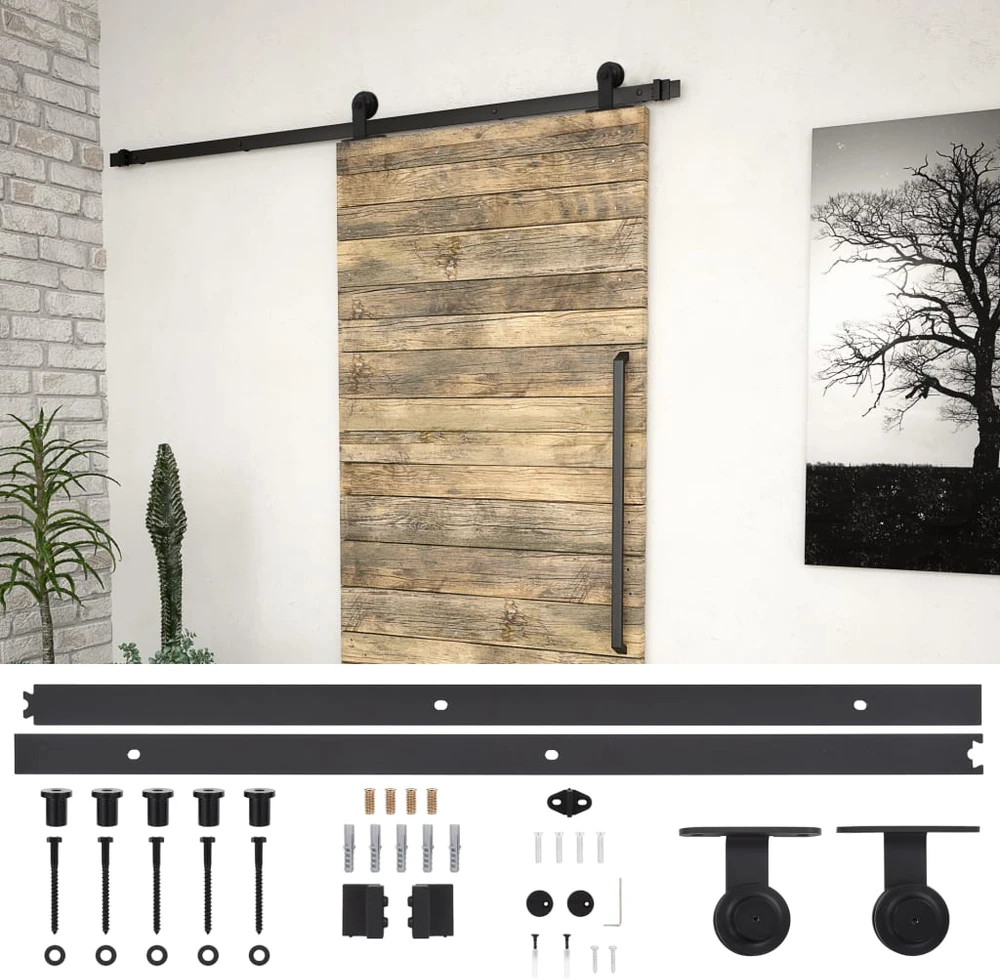 Stumdomų durų įrangos rinkinys SKIEN, juodas, 183cm plienas