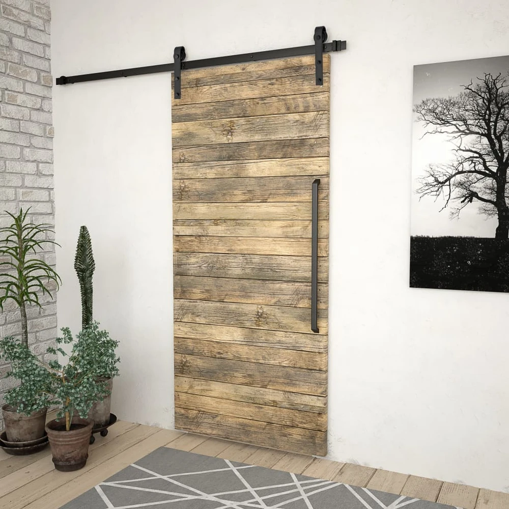 Stumdomų durų įrangos rinkinys SKIEN, juodas, 183cm plienas