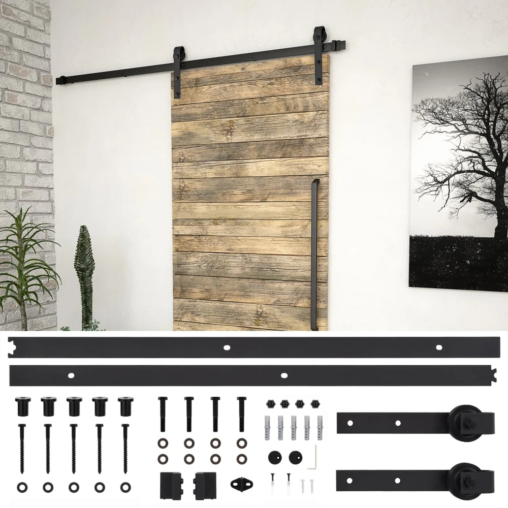 Stumdomų durų įrangos rinkinys SKIEN, juodas, 183cm plienas
