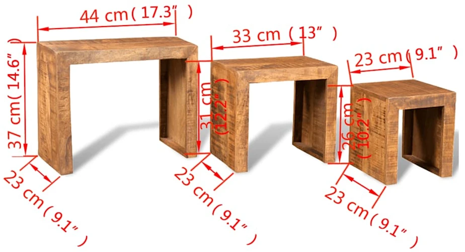 Suded. staliukų kompl., 3 d., masyvi mango mediena