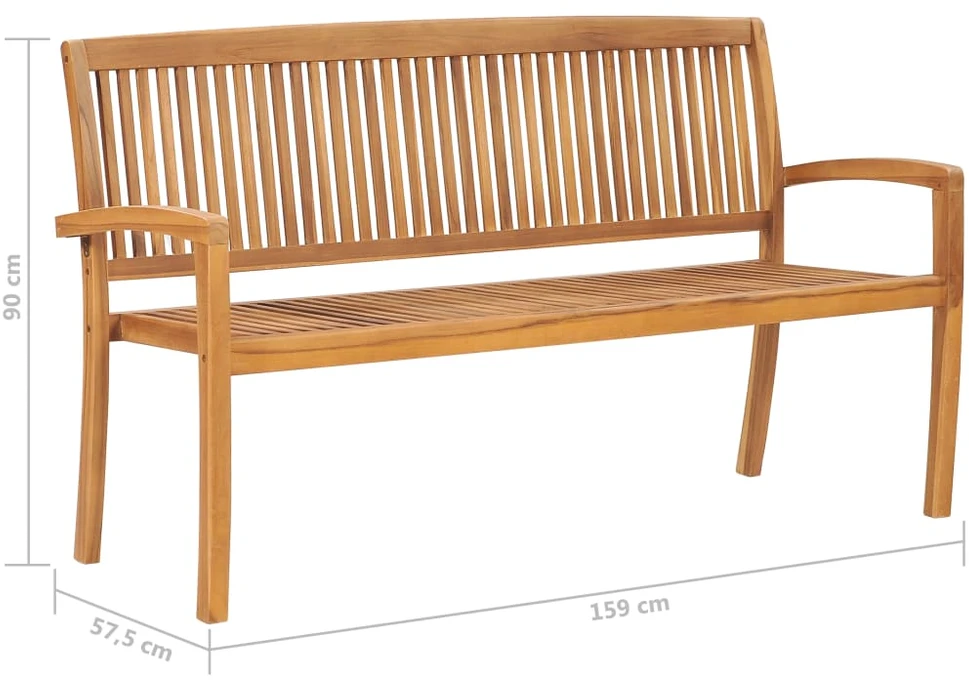 Sudedamas sodo suoliukas su pagalvėle, 159 cm, tikmedis
