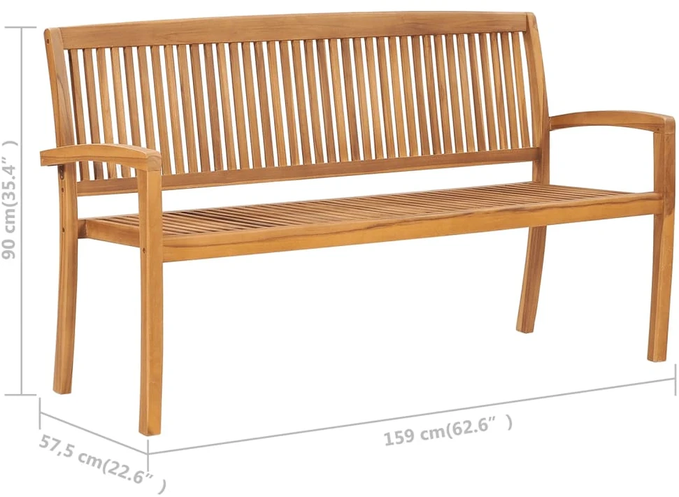 Sudedamas sodo suoliukas su pagalvėle, 159 cm, tikmedis
