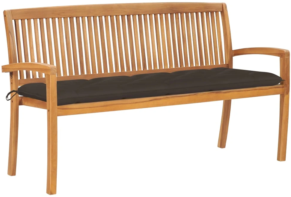 Sudedamas sodo suoliukas su pagalvėle, 159 cm, tikmedis