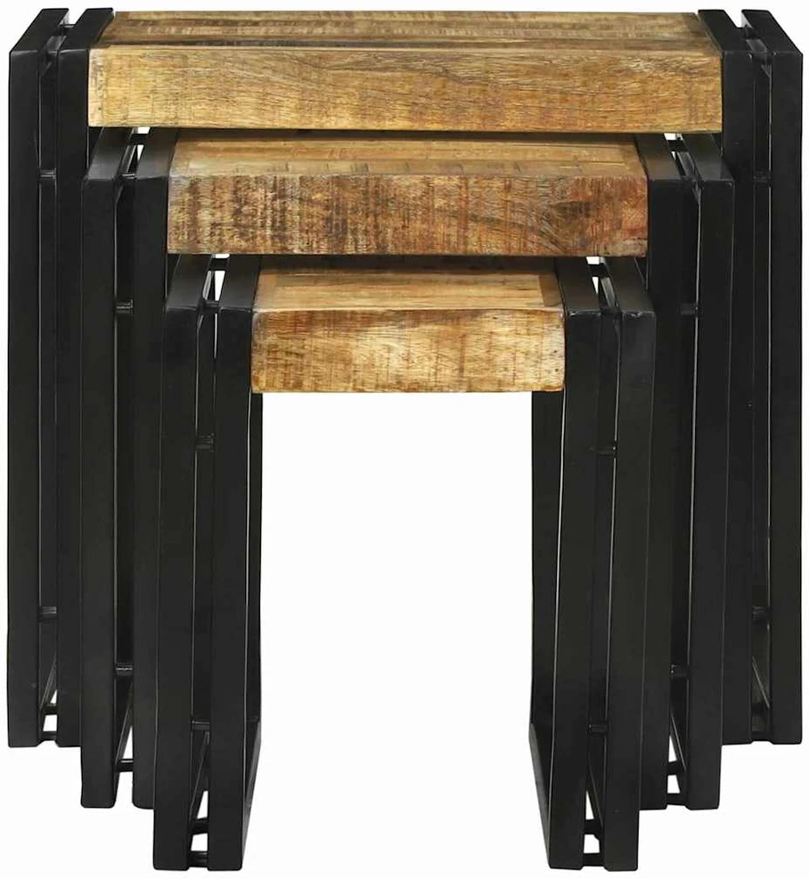 Suklijuotas stalas 3 vnt. Ruda ir juoda 50 x 40 x 45 cm