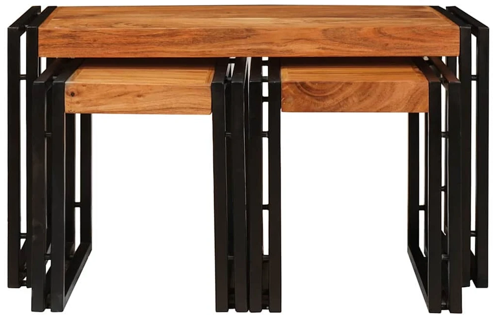 Suklijuotas stalas 3 vnt. Ruda ir juoda 82 x 40 x 45 cm