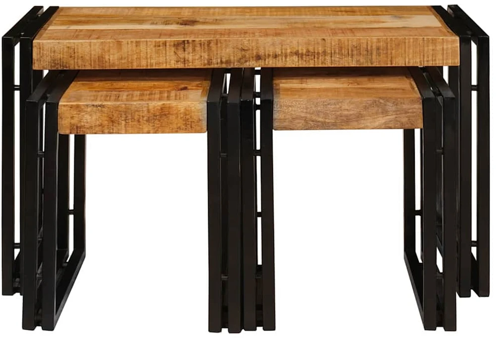 Suklijuotas stalas 3 vnt. Ruda ir juoda 82 x 40 x 45 cm