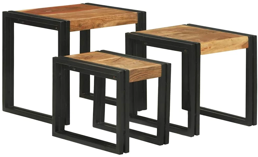 Suklijuotas stalas 3 vnt. Ruda ir juoda 50 x 40 x 45 cm