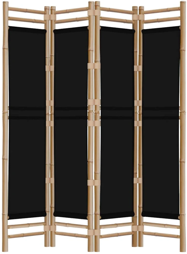 Sulankstoma kambario pertvara, 4 dalių, 160cm, bambukas/drobė