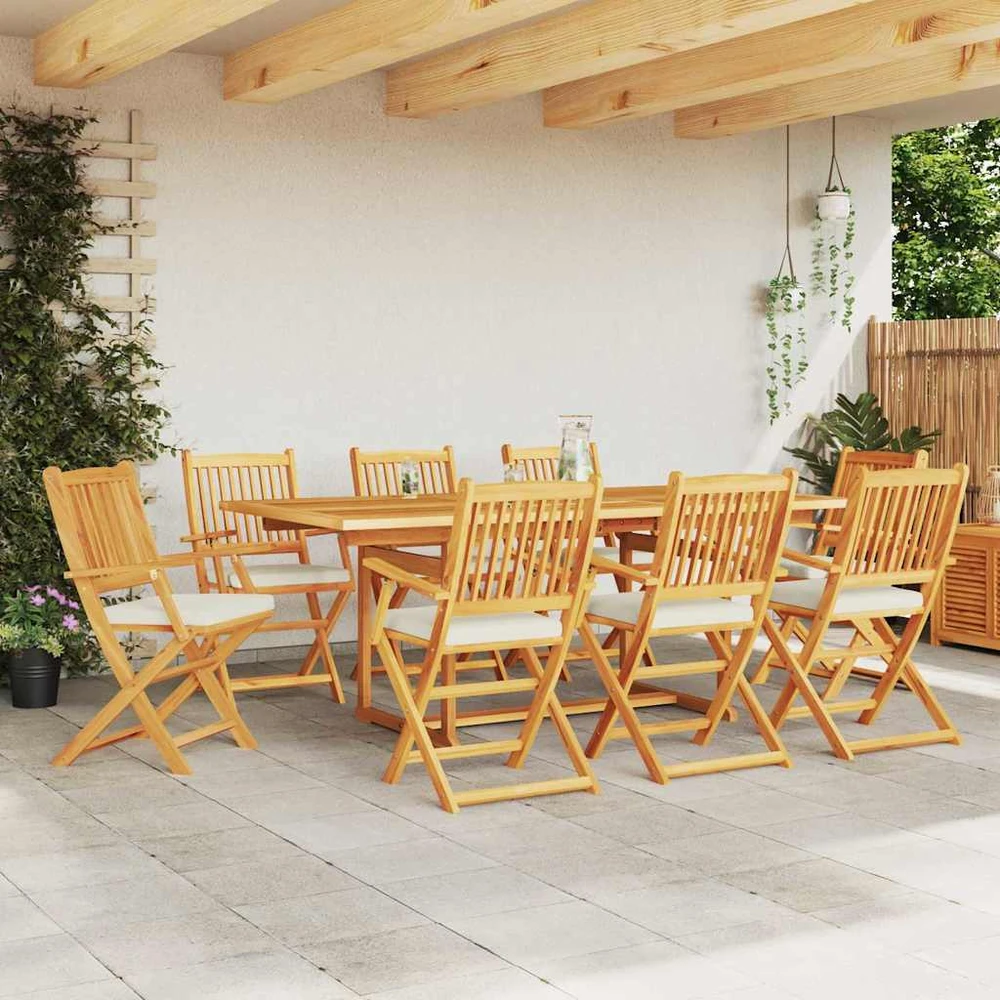 Sulankstoma kėdė 8 vnt. Balta Akacijos medienos masyvas