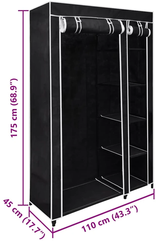 Sulankstoma spinta, juoda, 110 x 45 x 175 cm