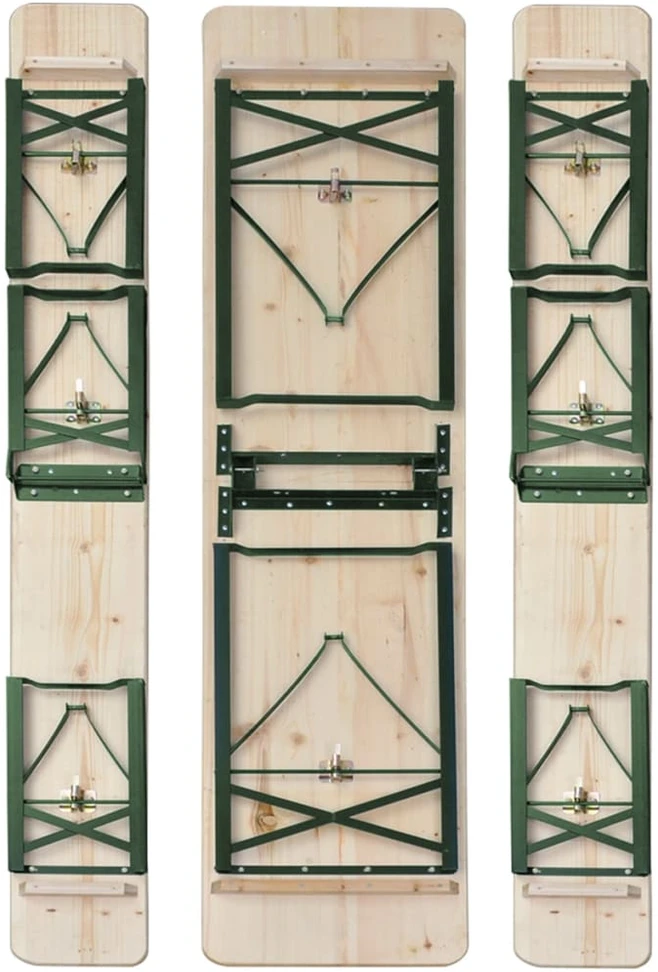 Sulankstomas alaus stalas su 2 suolais, 220cm, eglės mediena