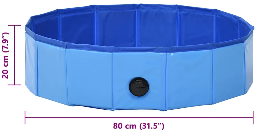 Sulankstomas baseinas šunims, mėlynos spalvos, 80x20cm, PVC