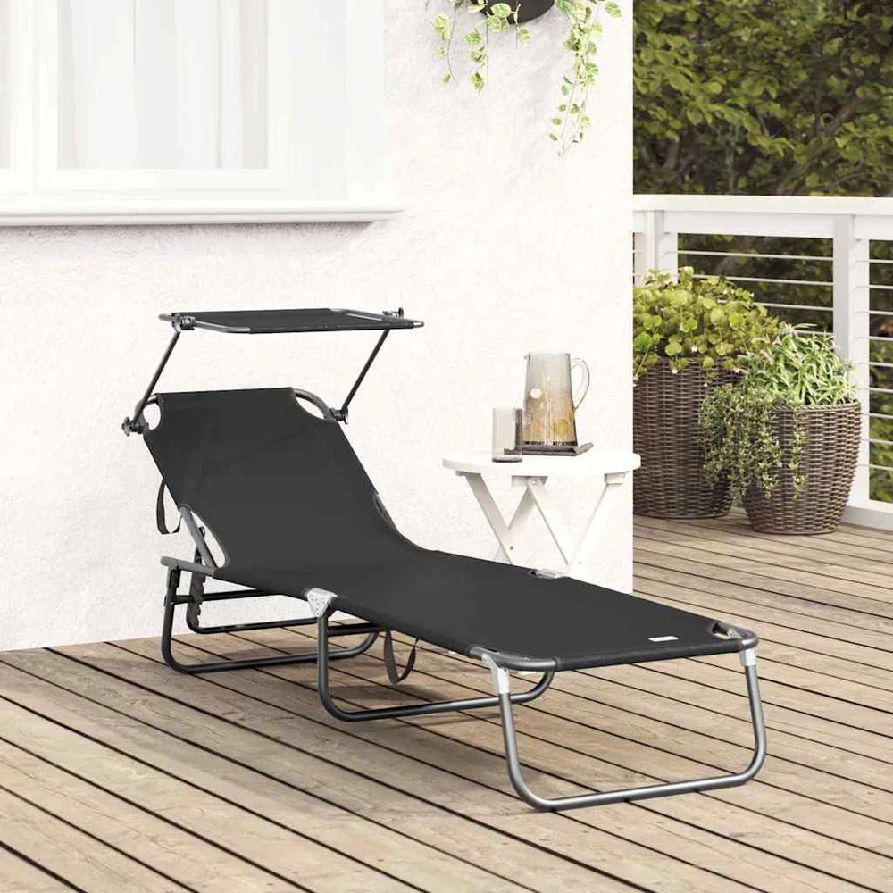 Sulankstomas gultas Juoda 190 x 57 x 81 cm Oksfordas
