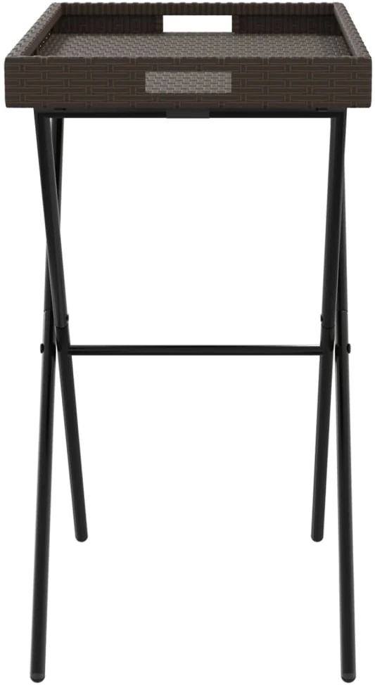 Sulankstomas padėklas-stalas, rudas, 65x40x75cm, poliratanas