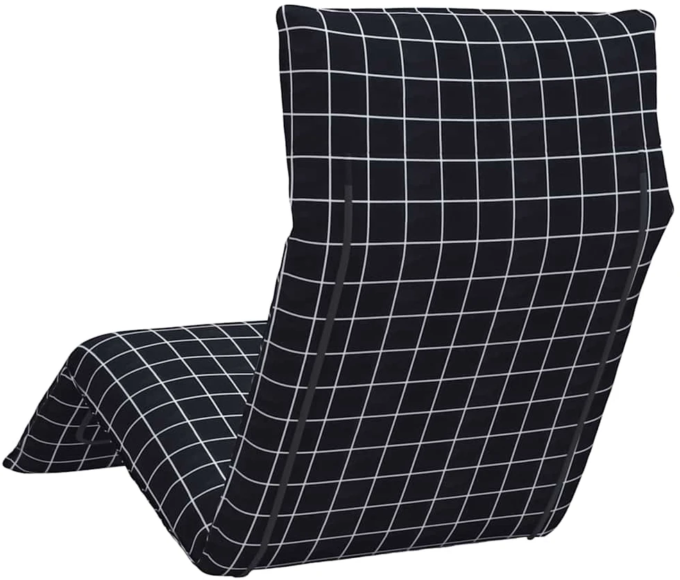Sulankstomas saulės gultas, juodos spalvos, languotas raštas, 175x54x8,5 cm, oksfordo audinys