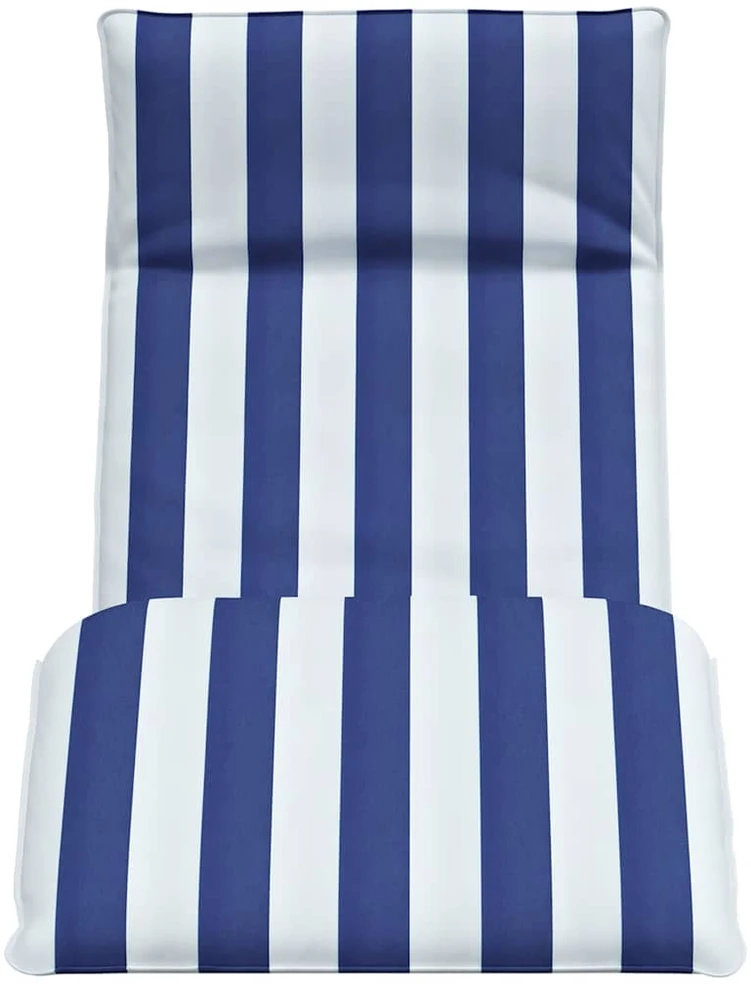 Sulankstomas saulės gultas, mėlynas ir baltas, 175x54x8,5 cm, oksfordo audinys