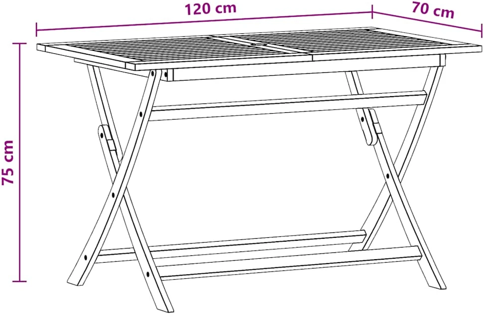 Sulankstomas sodo stalas, 120x70x75cm, eukalipto masyvas