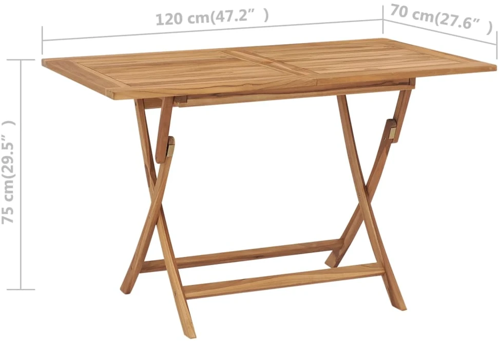 Sulankstomas sodo stalas, 120x70x75cm, tikmedžio med. masyvas