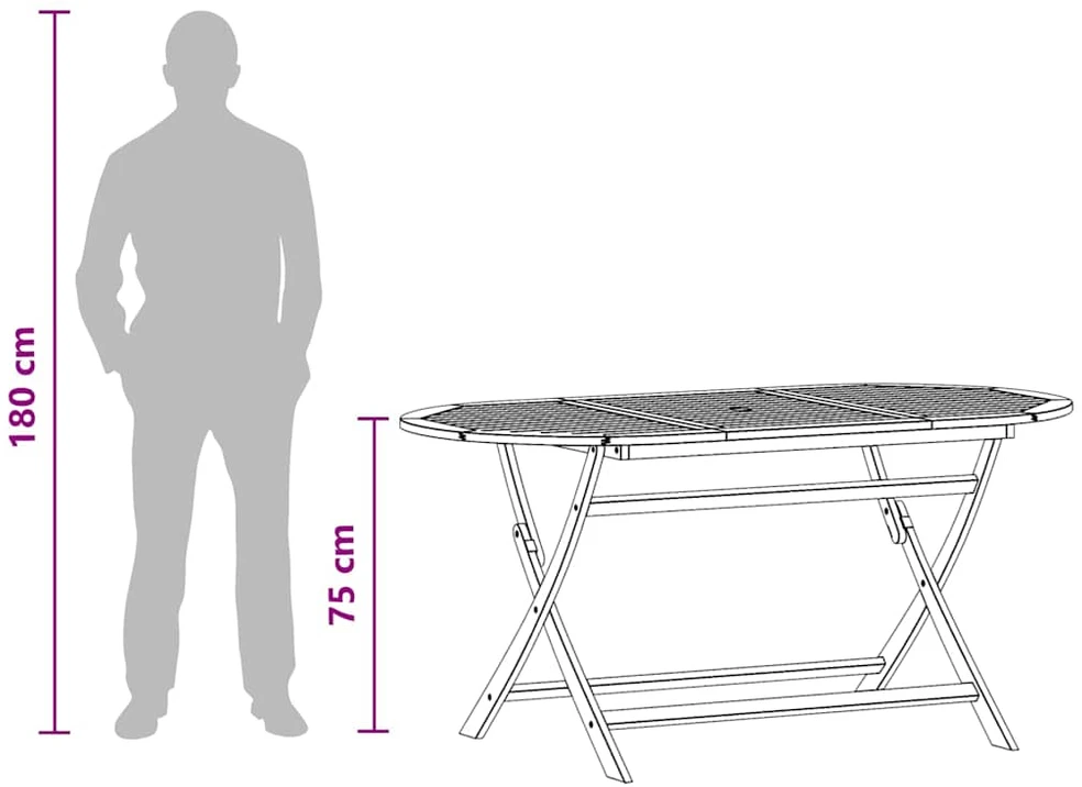 Sulankstomas sodo stalas, 160x85x75cm, eukalipto masyvas