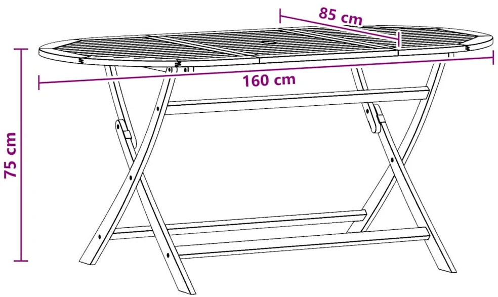 Sulankstomas sodo stalas, 160x85x75cm, eukalipto masyvas