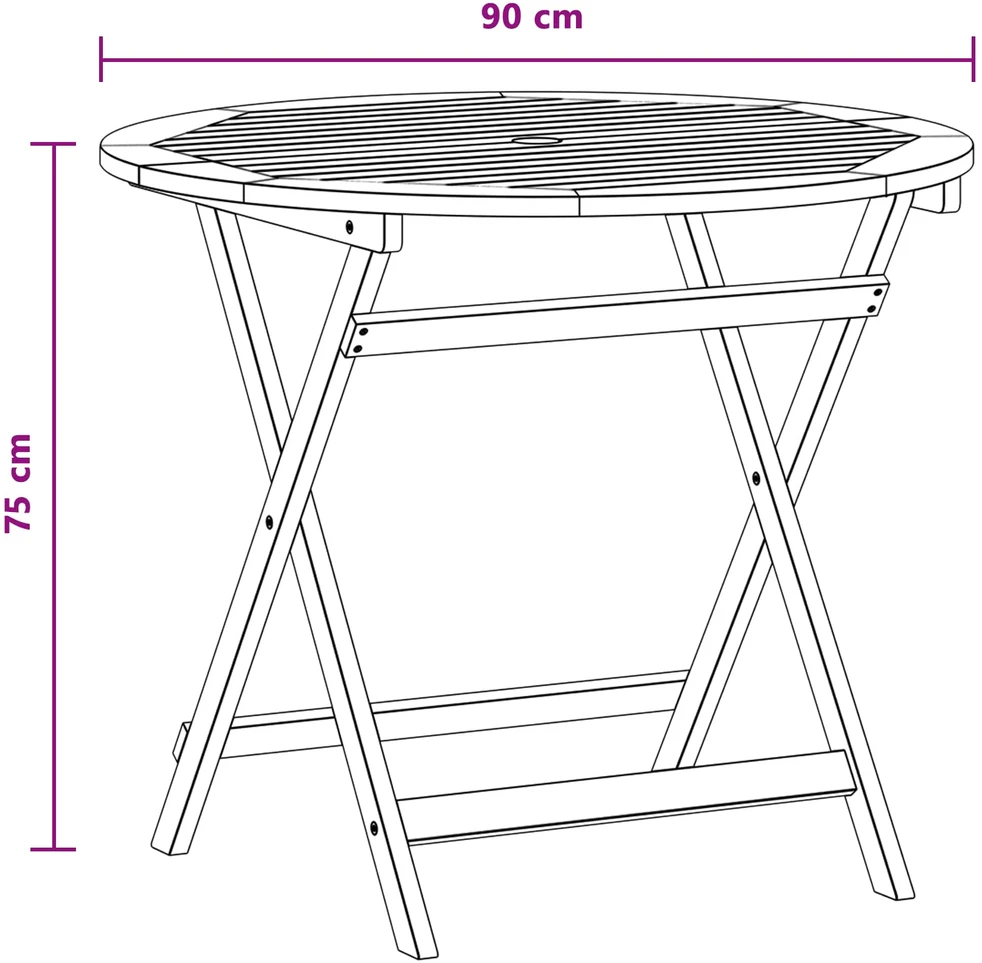 Sulankstomas sodo stalas Ruda Ø 90 x 75 cm